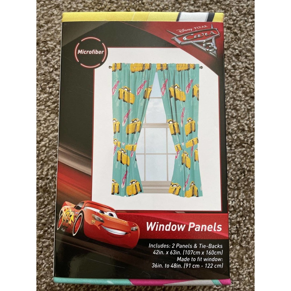Disney PIXAR CARS 3 CRUZ 2 Panels TieBack Curtains